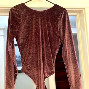 Sparkle purple hi-cut body suit